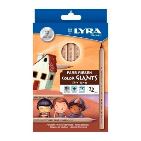 Dixon Lyra Color Giants Skin Tone Colored Pencils, 6.3 mm Lead Size, Assorted Lead, 12/Set 3931124
